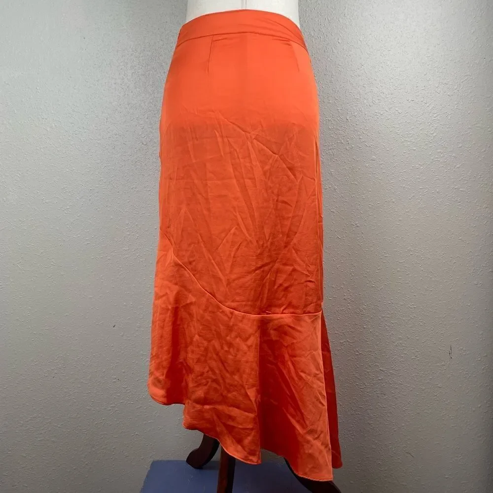 NWOT Free People Orange Midi Skirt Size 2